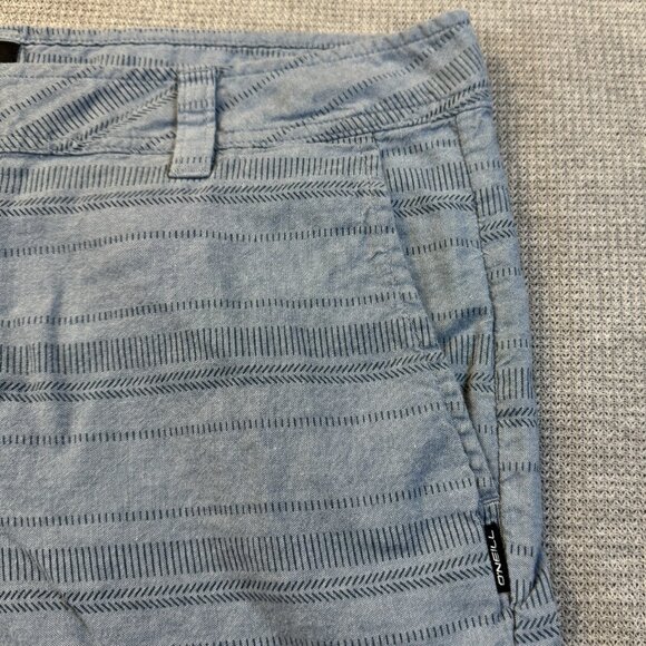 O'Neill Mens 36 Chino Shorts Light Blue Flat Front Striped Cotton Standard Fit - Picture 5 of 14